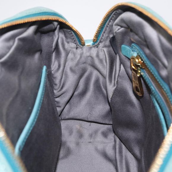 Miu Miu Vitellolux Matelasse Bag Leather 2way Turquoise Blue Gold Auth 206286M