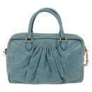 Miu Miu Vitellolux Matelasse Bag Leather 2way Turquoise Blue Gold Auth 206286M-2
