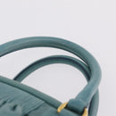 Miu Miu Vitellolux Matelasse Bag Leather 2way Turquoise Blue Gold Auth 206286M-14