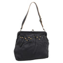 Miu Miu Shoulder Bag Leather Black Gold Auth 206289-1