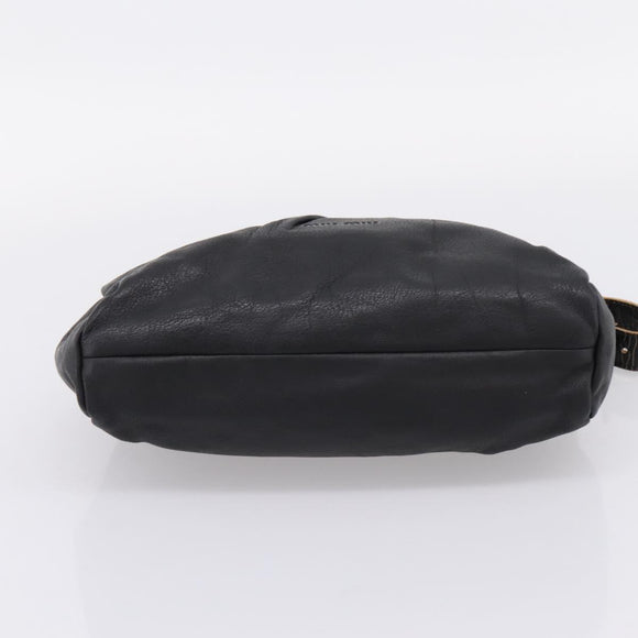 Miu Miu Shoulder Bag Leather Black Gold Auth 206289