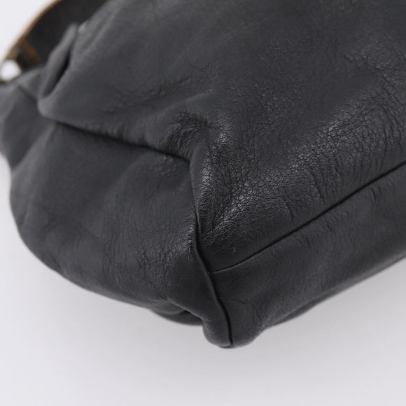 Miu Miu Shoulder Bag Leather Black Gold Auth 206289