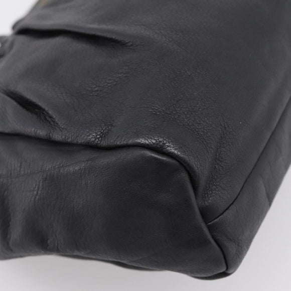 Miu Miu Shoulder Bag Leather Black Gold Auth 206289