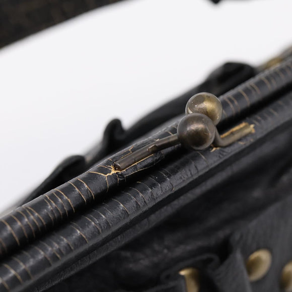 Miu Miu Shoulder Bag Leather Black Gold Auth 206289