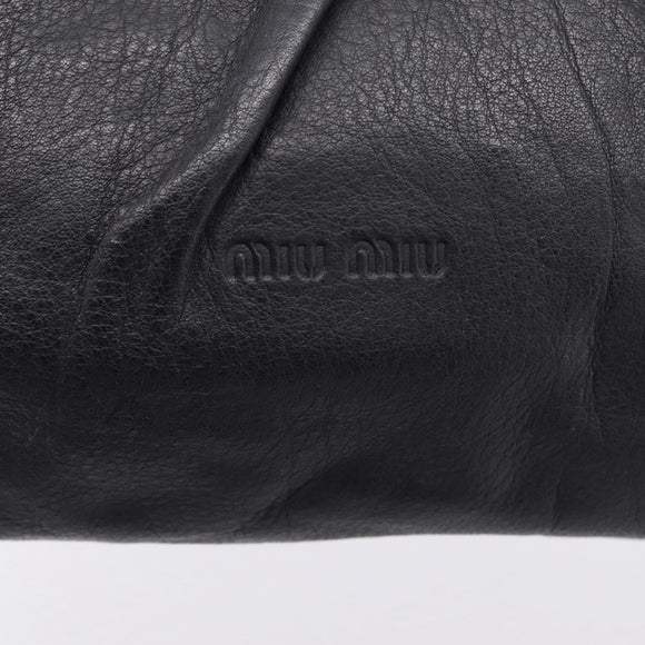 Miu Miu Shoulder Bag Leather Black Gold Auth 206289