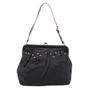 Miu Miu Shoulder Bag Leather Black Gold Auth 206289-13