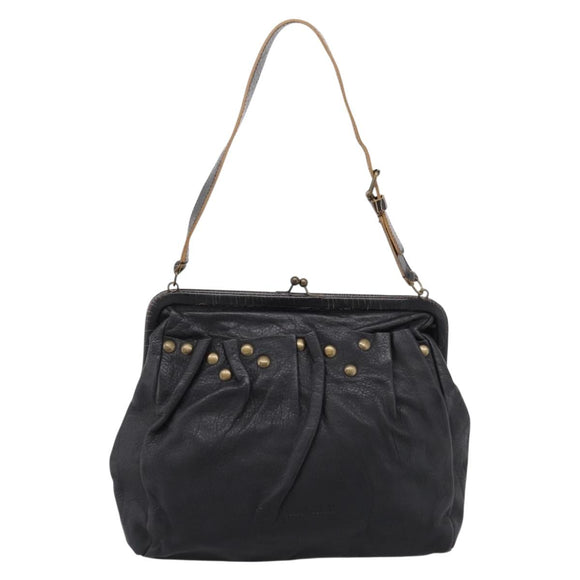 Miu Miu Shoulder Bag Leather Black Gold Auth 206289