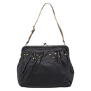 Miu Miu Shoulder Bag Leather Black Gold Auth 206289-2