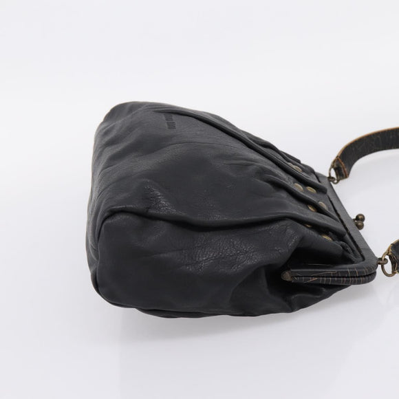 Miu Miu Shoulder Bag Leather Black Gold Auth 206289