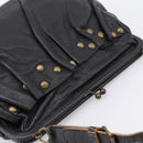 Miu Miu Shoulder Bag Leather Black Gold Auth 206289-6
