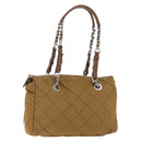 PRADA Chain Tote Bag Nylon Brown Silver Auth 206291-1