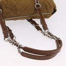 PRADA Chain Tote Bag Nylon Brown Silver Auth 206291-8