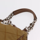 PRADA Chain Tote Bag Nylon Brown Silver Auth 206291-15