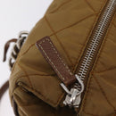 PRADA Chain Tote Bag Nylon Brown Silver Auth 206291-23
