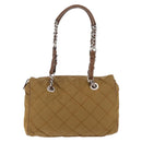 PRADA Chain Tote Bag Nylon Brown Silver Auth 206291-13