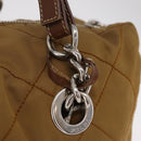 PRADA Chain Tote Bag Nylon Brown Silver Auth 206291-3