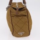 PRADA Chain Tote Bag Nylon Brown Silver Auth 206291-6