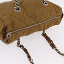 PRADA Chain Tote Bag Nylon Brown Silver Auth 206291-14