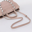 Miu Miu Matelasse Chain Shoulder Bag Leather 2way Pink Silver Auth 206292A-9