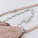 Miu Miu Matelasse Chain Shoulder Bag Leather 2way Pink Silver Auth 206292A-19