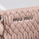 Miu Miu Matelasse Chain Shoulder Bag Leather 2way Pink Silver Auth 206292A-24