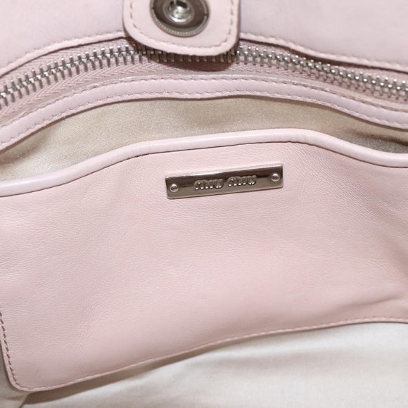 Miu Miu Matelasse Chain Shoulder Bag Leather 2way Pink Silver Auth 206292A