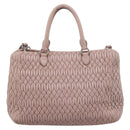 Miu Miu Matelasse Chain Shoulder Bag Leather 2way Pink Silver Auth 206292A-2