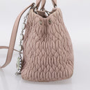 Miu Miu Matelasse Chain Shoulder Bag Leather 2way Pink Silver Auth 206292A-4