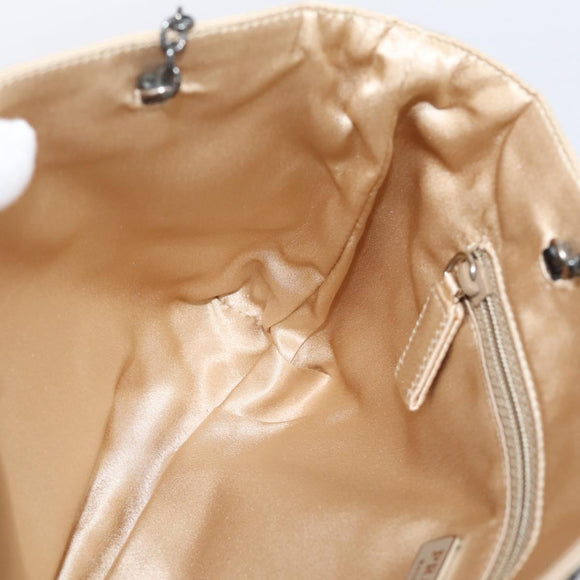 PRADA Chain Hand Bag Satin Gold Auth 206293M