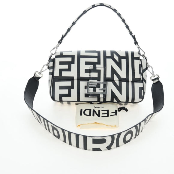 FENDI Mamma Baguette Shoulder Bag Leather Mark Jacobs Black 8BR600 Auth 206295M