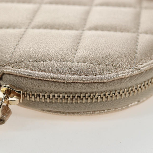 CHANEL Matelasse Coin Purse & AirPods Pro Case Lamb Skin Gold CC Auth 206296M