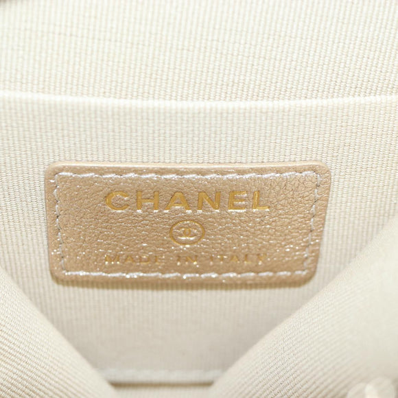CHANEL Matelasse Coin Purse & AirPods Pro Case Lamb Skin Gold CC Auth 206296M