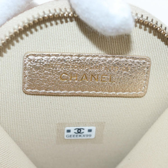 CHANEL Matelasse Coin Purse & AirPods Pro Case Lamb Skin Gold CC Auth 206296M