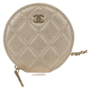 CHANEL Matelasse Coin Purse & AirPods Pro Case Lamb Skin Gold CC Auth 206296M-2