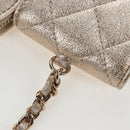CHANEL Matelasse Coin Purse & AirPods Pro Case Lamb Skin Gold CC Auth 206296M-23