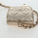 CHANEL Matelasse Coin Purse & AirPods Pro Case Lamb Skin Gold CC Auth 206296M-29
