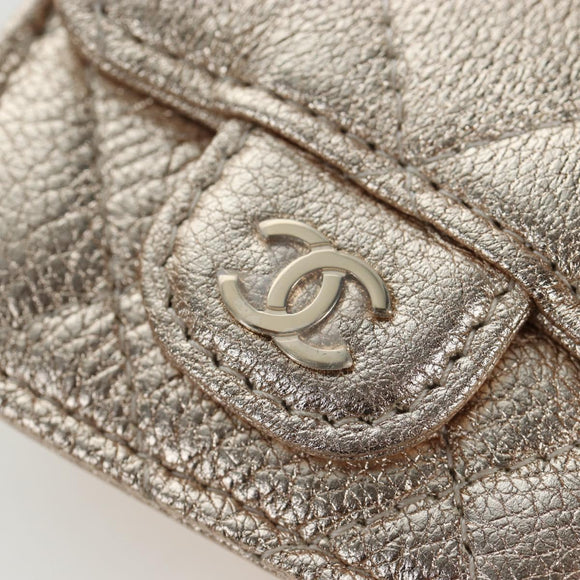 CHANEL Matelasse Coin Purse & AirPods Pro Case Lamb Skin Gold CC Auth 206296M