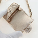 CHANEL Matelasse Coin Purse & AirPods Pro Case Lamb Skin Gold CC Auth 206296M-33