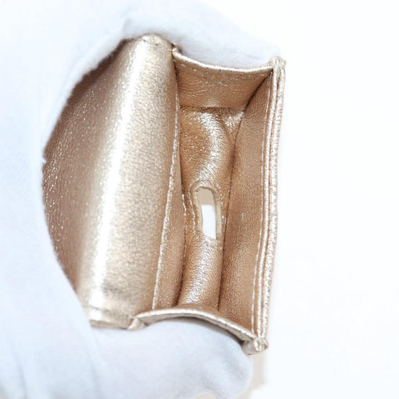 CHANEL Matelasse Coin Purse & AirPods Pro Case Lamb Skin Gold CC Auth 206296M