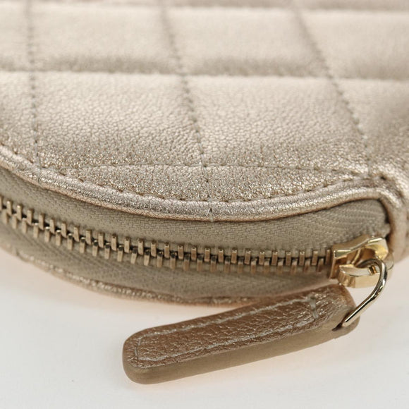 CHANEL Matelasse Coin Purse & AirPods Pro Case Lamb Skin Gold CC Auth 206296M