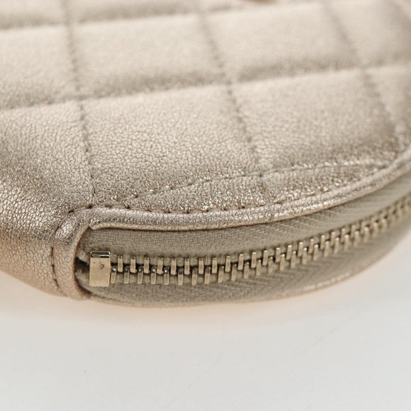 CHANEL Matelasse Coin Purse & AirPods Pro Case Lamb Skin Gold CC Auth 206296M
