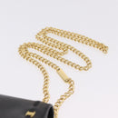 Salvatore Ferragamo Vala Chain Shoulder Bag Leather Black Gold Auth 206299-8