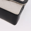 CHANEL Matelasse Chain Shoulder Bag Lamb Skin Gold White CC Auth 206300SAV-17