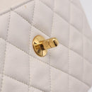 CHANEL Matelasse Chain Shoulder Bag Lamb Skin Gold White CC Auth 206300SAV-25