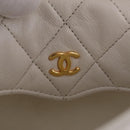 CHANEL Matelasse Chain Shoulder Bag Lamb Skin Gold White CC Auth 206300SAV-27