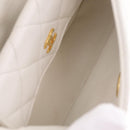 CHANEL Matelasse Chain Shoulder Bag Lamb Skin Gold White CC Auth 206300SAV-11