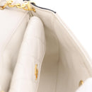 CHANEL Matelasse Chain Shoulder Bag Lamb Skin Gold White CC Auth 206300SAV-28