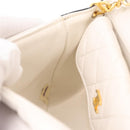 CHANEL Matelasse Chain Shoulder Bag Lamb Skin Gold White CC Auth 206300SAV-29