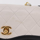 CHANEL Matelasse Chain Shoulder Bag Lamb Skin Gold White CC Auth 206300SAV-2