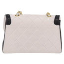 CHANEL Matelasse Chain Shoulder Bag Lamb Skin Gold White CC Auth 206300SAV-3
